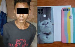 Viktor Sani ditangkap jajaran Reskrim Polsek Samarinda Seberang (Samseb) lantaran telah mencuri 2 Hp. (foto : 1st)