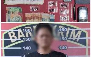 Tersangka AA, dengan barang bukti 9 poket Narkotika jenis Sabu-Sabu. (foto: Exclusive)