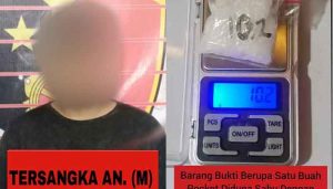 Tersangka M dengan barang bukti yang disita. (foto: Exclusive)