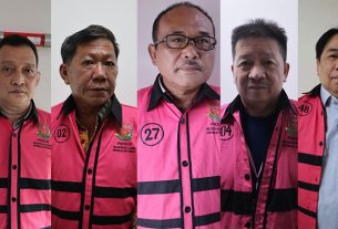 Para tersangka dalam perkara dugaan Tindak Pidana Korupsi dalam Tata Niaga Komoditas Timah, wilayah IUP PT Timah Tbk tahun 2015-2022. (foto: Exclusive)