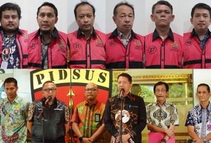 6 Tersangka perkara dugaan Tindak Pidana Korupsi Proyek Pembangunan Jalur Kereta Api Besitang-Langsa, Balai Teknik Perkeretaapian Medan tahun 2017-2023. (foto: Exclusive)