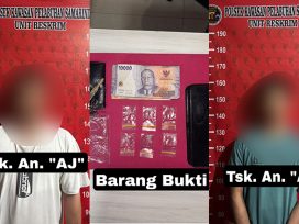 Kedua tersangka dan barang bukit yang disita Polisi. (foto: Exclusive)