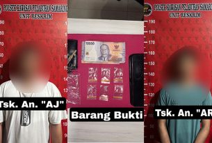 Kedua tersangka dan barang bukit yang disita Polisi. (foto: Exclusive)