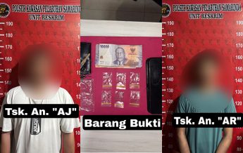 Kedua tersangka dan barang bukit yang disita Polisi. (foto: Exclusive)