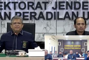 Sosialisasi e-Examinasi di PT Gorontalo yang dilaksanakan secara daring Ditjen Badilum. (foto: Exclusive)