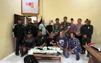 Tim Gabungan Satgas Pamtas RI–Malaysia menggalkan penyelundupan Sabu di perbatasan Nunukan. (foto: Pendam VI/Mlw)