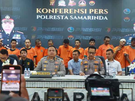 Polresta Samarinda Menggelar Konferensi Pers. (foto: Exclusive)