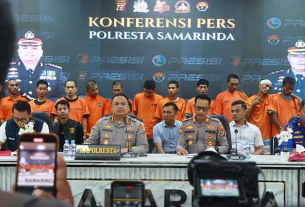Polresta Samarinda Menggelar Konferensi Pers. (foto: Exclusive)